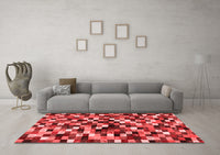 Machine Washable Abstract Red Contemporary Rug, wshcon1562red