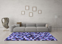 Machine Washable Abstract Blue Contemporary Rug, wshcon1562blu