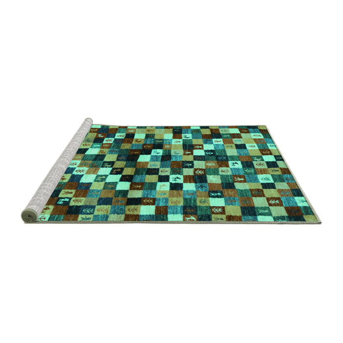 Sideview of Machine Washable Abstract Turquoise Contemporary Area Rugs, wshcon1562turq