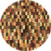 Round Machine Washable Abstract Brown Contemporary Rug, wshcon1562brn