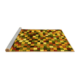Sideview of Machine Washable Abstract Yellow Contemporary Rug, wshcon1562yw