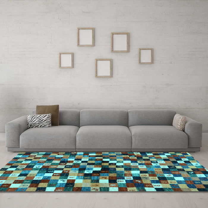 Machine Washable Abstract Light Blue Contemporary Rug in a Living Room, wshcon1562lblu