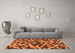 Machine Washable Abstract Orange Contemporary Area Rugs in a Living Room, wshcon1562org