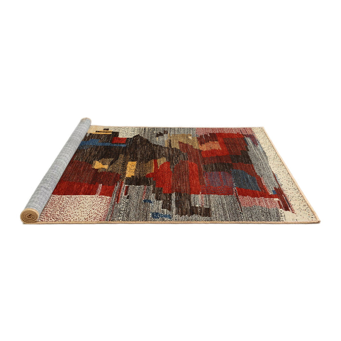 Serging Thickness of Machine Washable Contemporary Saffron Red Rug, wshcon1563