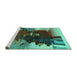 Sideview of Machine Washable Abstract Turquoise Contemporary Area Rugs, wshcon1563turq