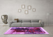 Machine Washable Abstract Purple Contemporary Area Rugs in a Living Room, wshcon1563pur