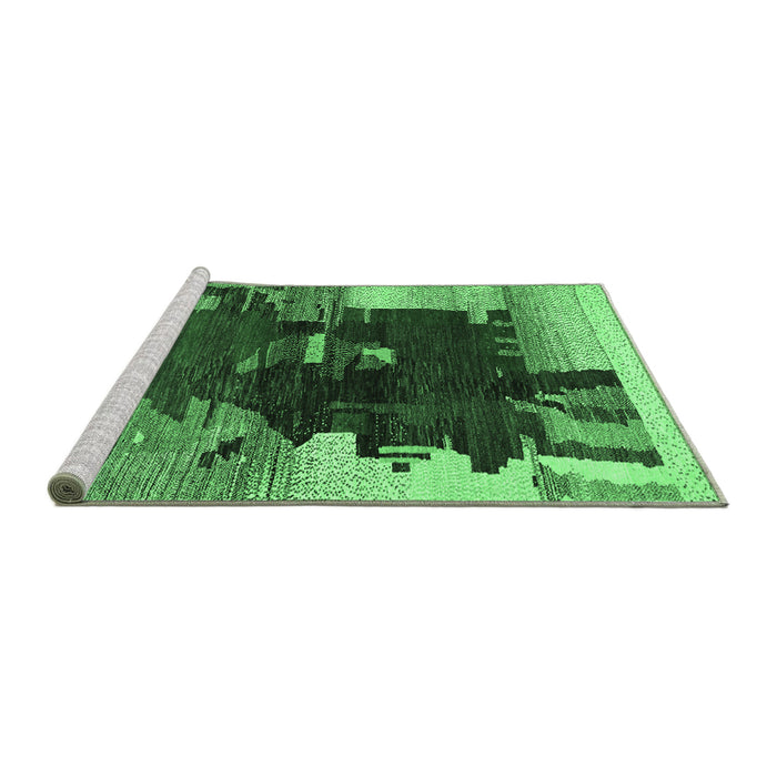 Sideview of Machine Washable Abstract Emerald Green Contemporary Area Rugs, wshcon1563emgrn