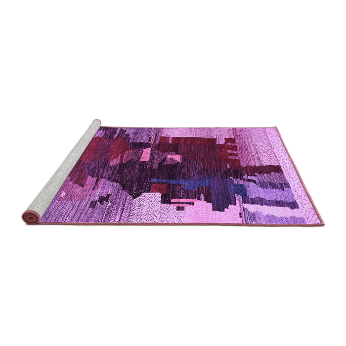 Sideview of Machine Washable Abstract Purple Contemporary Area Rugs, wshcon1563pur