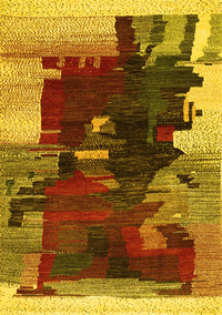 Abstract Yellow Contemporary Rug, con1563yw