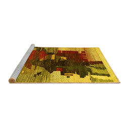 Sideview of Machine Washable Abstract Yellow Contemporary Rug, wshcon1563yw