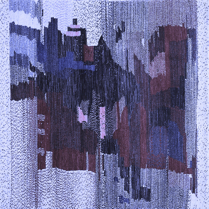 Square Abstract Blue Contemporary Rug, con1563blu