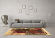 Machine Washable Abstract Brown Contemporary Rug in a Living Room,, wshcon1563brn