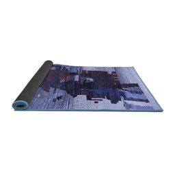Sideview of Abstract Blue Contemporary Rug, con1563blu