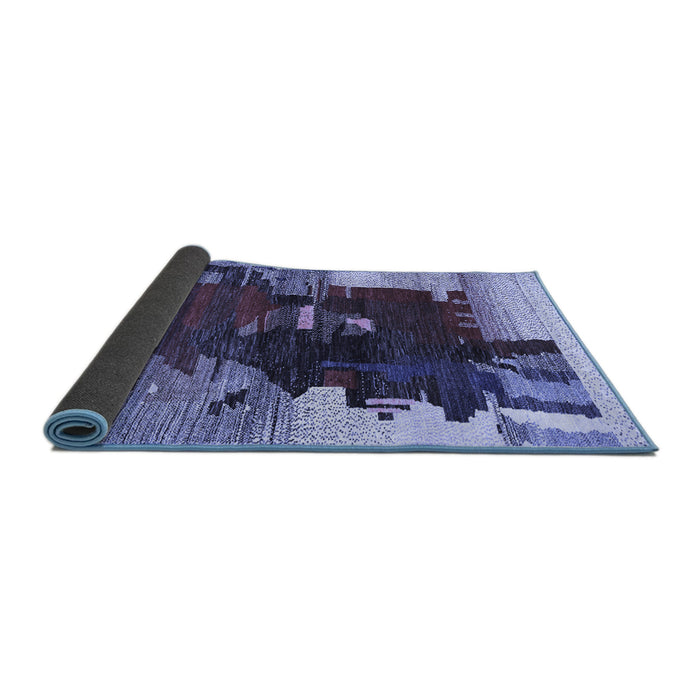 Sideview of Abstract Blue Contemporary Rug, con1563blu