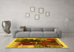 Machine Washable Abstract Yellow Contemporary Rug in a Living Room, wshcon1563yw