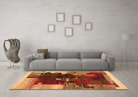 Machine Washable Abstract Orange Contemporary Rug, wshcon1563org