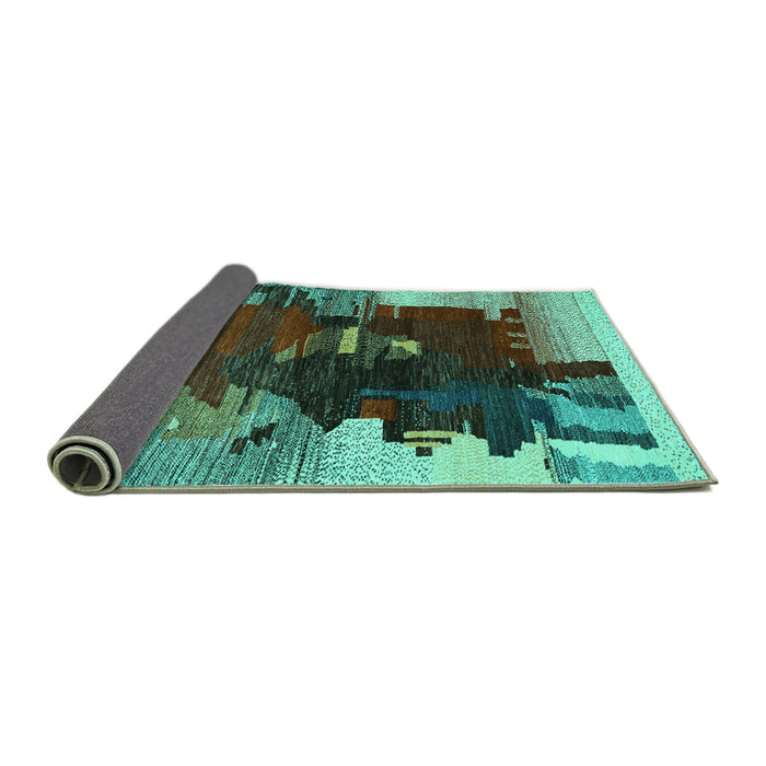 Sideview of Abstract Turquoise Contemporary Rug, con1563turq