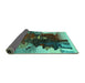 Sideview of Abstract Turquoise Contemporary Rug, con1563turq