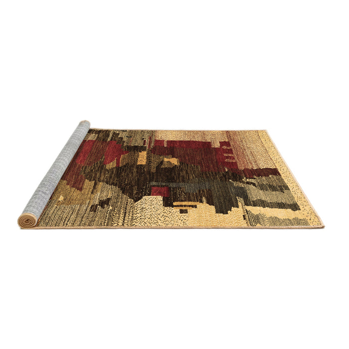 Sideview of Machine Washable Abstract Brown Contemporary Rug, wshcon1563brn