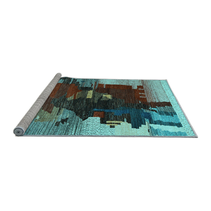 Sideview of Machine Washable Abstract Light Blue Contemporary Rug, wshcon1563lblu