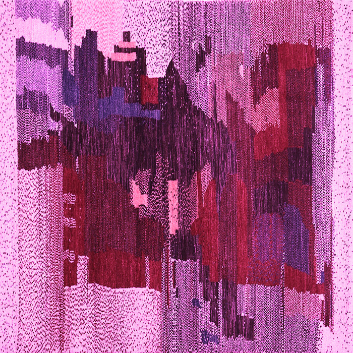 Square Machine Washable Abstract Pink Contemporary Rug, wshcon1563pnk