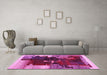 Machine Washable Abstract Pink Contemporary Rug in a Living Room, wshcon1563pnk