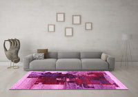 Machine Washable Abstract Pink Contemporary Rug, wshcon1563pnk