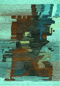 Abstract Turquoise Contemporary Rug, con1563turq