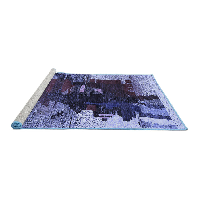 Sideview of Machine Washable Abstract Blue Contemporary Rug, wshcon1563blu