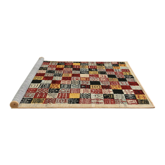 Serging Thickness of Machine Washable Contemporary Saffron Red Rug, wshcon1564