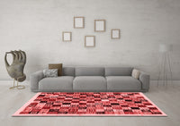 Machine Washable Abstract Red Contemporary Rug, wshcon1564red