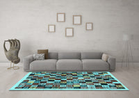 Machine Washable Abstract Light Blue Contemporary Rug, wshcon1564lblu