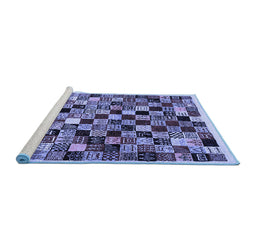 Sideview of Machine Washable Abstract Blue Contemporary Rug, wshcon1564blu