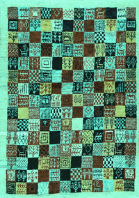 Abstract Turquoise Contemporary Rug, con1564turq