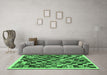 Machine Washable Abstract Emerald Green Contemporary Area Rugs in a Living Room,, wshcon1564emgrn