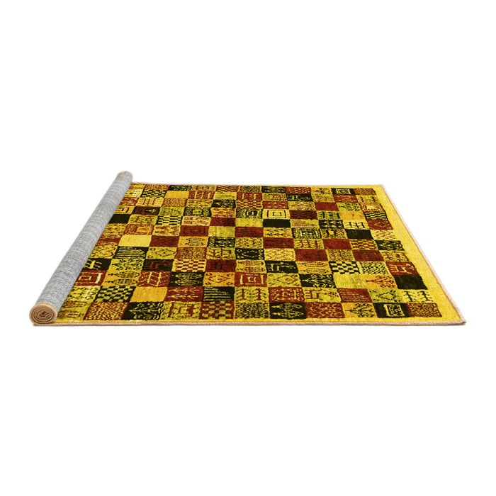 Sideview of Machine Washable Abstract Yellow Contemporary Rug, wshcon1564yw