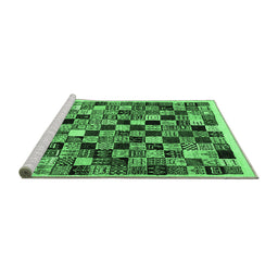 Sideview of Machine Washable Abstract Emerald Green Contemporary Area Rugs, wshcon1564emgrn