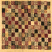 Square Machine Washable Abstract Brown Contemporary Rug, wshcon1564brn