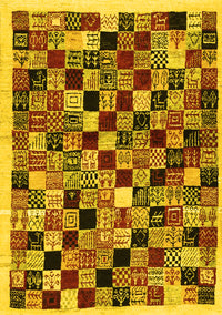 Abstract Yellow Contemporary Rug, con1564yw