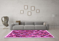 Machine Washable Abstract Pink Contemporary Rug, wshcon1564pnk