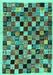 Machine Washable Abstract Turquoise Contemporary Area Rugs, wshcon1564turq