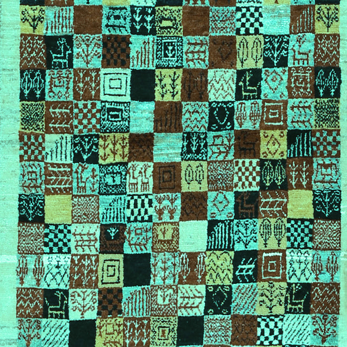 Machine Washable Abstract Turquoise Contemporary Area Rugs, wshcon1564turq