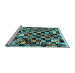 Sideview of Machine Washable Abstract Light Blue Contemporary Rug, wshcon1564lblu