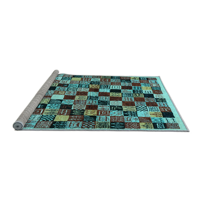 Sideview of Machine Washable Abstract Light Blue Contemporary Rug, wshcon1564lblu