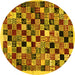 Round Abstract Yellow Contemporary Rug, con1564yw