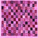 Square Machine Washable Abstract Pink Contemporary Rug, wshcon1564pnk