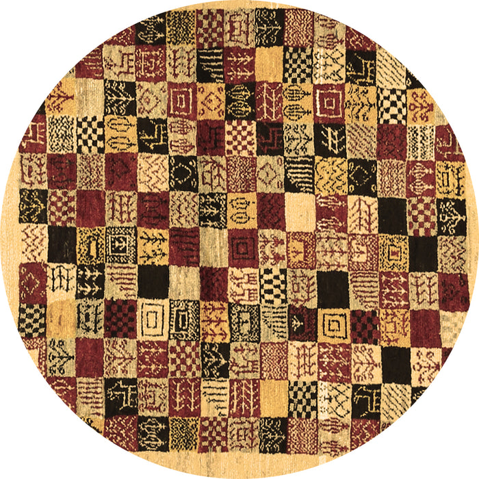 Round Abstract Brown Contemporary Rug, con1564brn