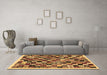 Machine Washable Abstract Brown Contemporary Rug in a Living Room,, wshcon1564brn