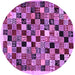 Round Machine Washable Abstract Purple Contemporary Area Rugs, wshcon1564pur