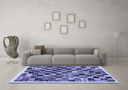 Machine Washable Abstract Blue Contemporary Rug in a Living Room, wshcon1564blu